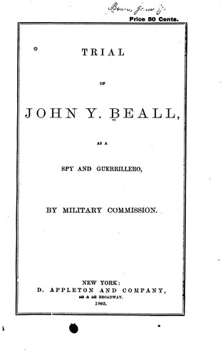 Cover for Trial of John Y. Beall