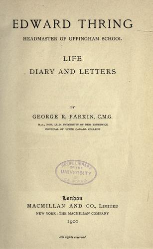 Cover for Edward Thring, headmaster of Uppingham school