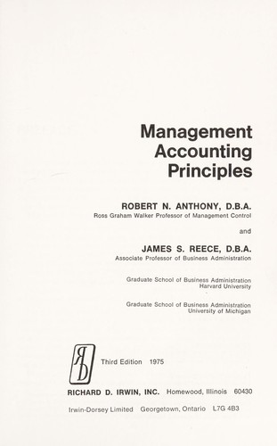 Cover for Management accounting principles