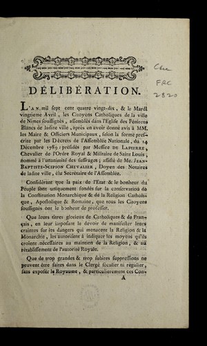 Cover for De libe ration
