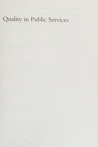 Cover for Quality in Public Services