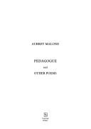 Cover for Pedagogue, and other poems