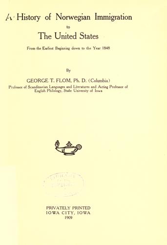 Cover for A history of Norwegian immigration to the United States