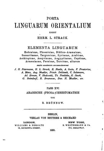 Cover for Chrestomathie aus arabischen Prosaschriftstellern im Anschluss an Socin's ...