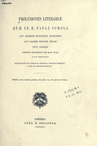 Cover for Prolusiones literariae