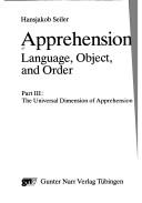 Cover for Apprehension: Language, Object, and Order, Part 3 