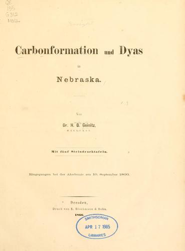 Cover for Carbonformation und dyas in Nebraska