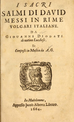 Cover for I Sacri Salmi di David