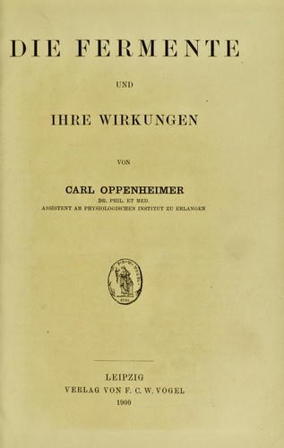 Cover for Die Fermente und ihre Wirkungen