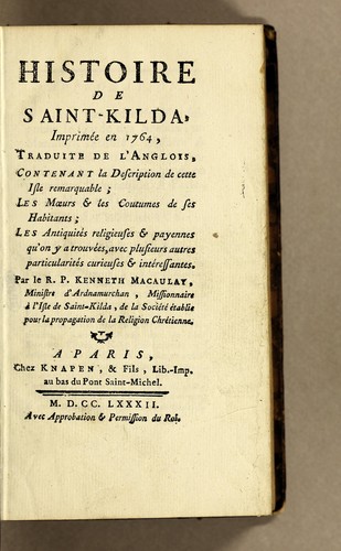 Cover for Histoire de Saint-Kilda
