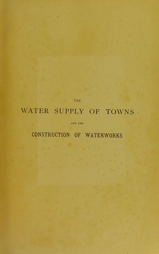 Cover for The water supply of towns and the construction of water works