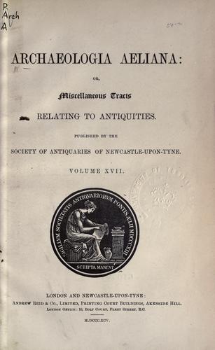 Cover for Archaeologia aeliana, or, Miscellaneous tracts relating to antiquity.