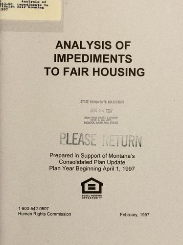 Cover for Analysis of impediments to fair housing
