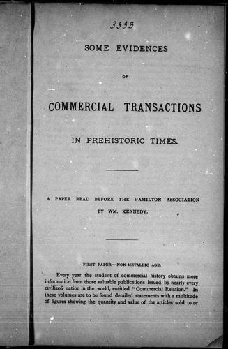 Cover for Some evidences of commercial transactions in prehistoric times