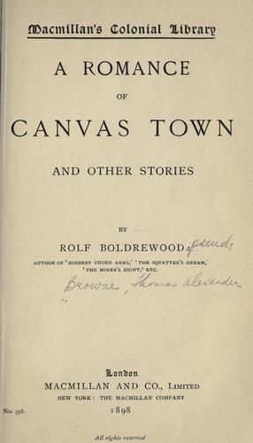 Cover for A romance of Canvas Town