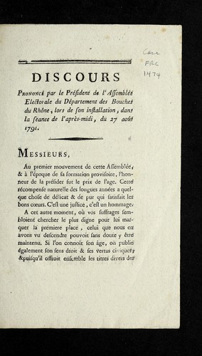 Cover for Discours