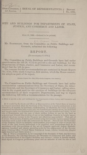 Cover for Site and buildings for departments of state, justice, and commerce and labor ...