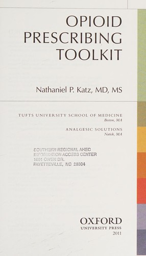 Cover for Opioid prescribing toolkit