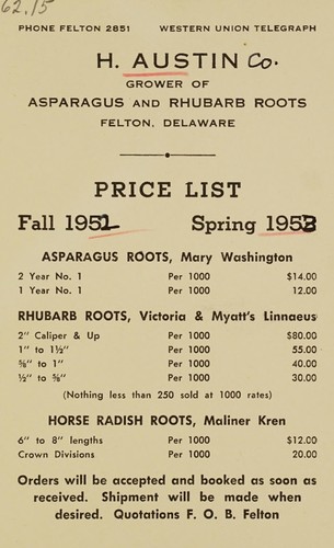 Cover for Price list, fall 1952, spring 1953