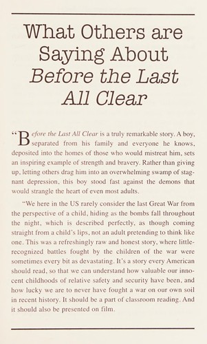 Cover for Before the last all clear