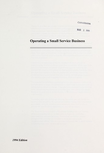 Cover for Operating a small service business