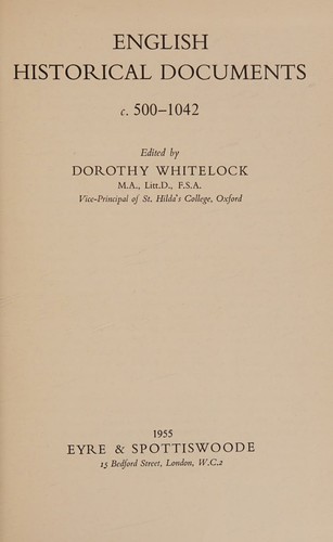 Cover for English Historical Documents, C. 500-1042 (English historical documents)