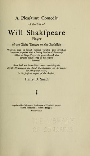 Cover for A pleasaunt comedie of the life of Will Shakspeare, player of the Globe Theater on the Bankside