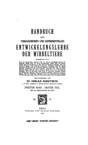 Cover for Handbuch der vergleichenden und experimentellen entwicklungslehre der wirbeltiere v.3 pt.2