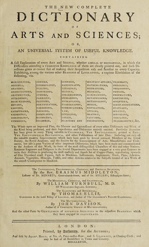 Cover for The new complete dictionary of arts and sciences; or, an universal system of useful knowledge. The theological, philosophical, critical, and poetical branches