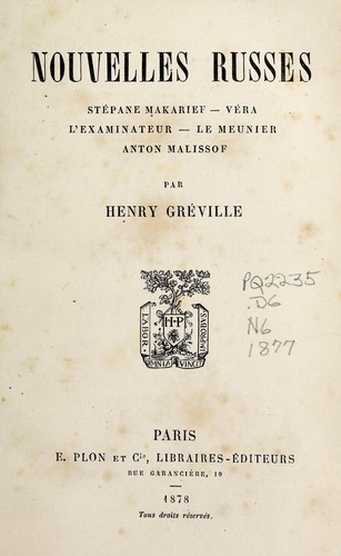 Cover for Nouvelles russes ...