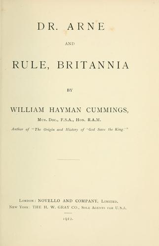 Cover for Dr. Arne and Rule, Britannia