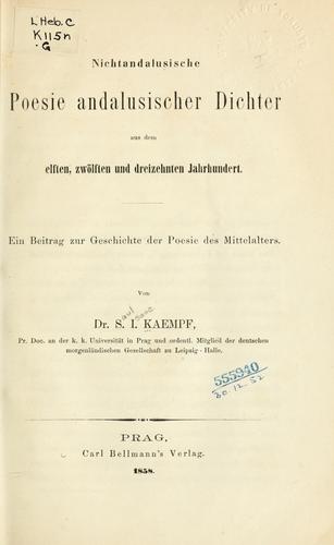 Cover for Nichtandalusische Poesie andalusischer Dichter aus dem elften, zwölften und dreizehnten Jahrhundert