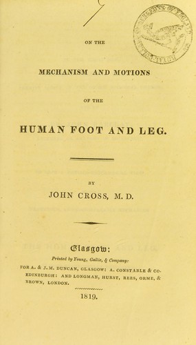 Cover for On the mechanism and motions of the human foot and leg