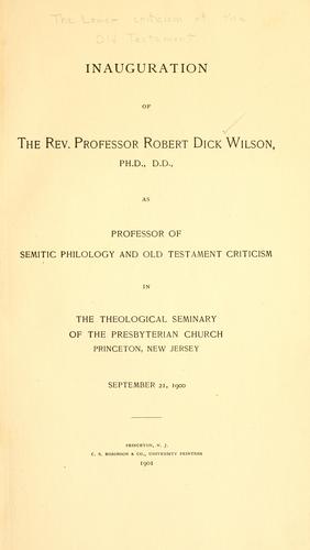 Cover for The lower criticism of the Old Testament as a preparation for the higher criticism
