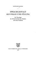 Cover for Sprachgestalt als Folge und Fügung