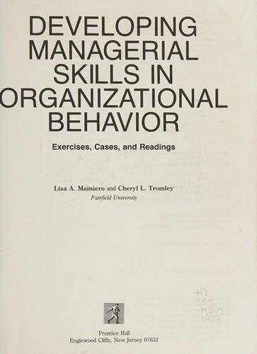 Cover for Developing managerial skills in organizational behavior