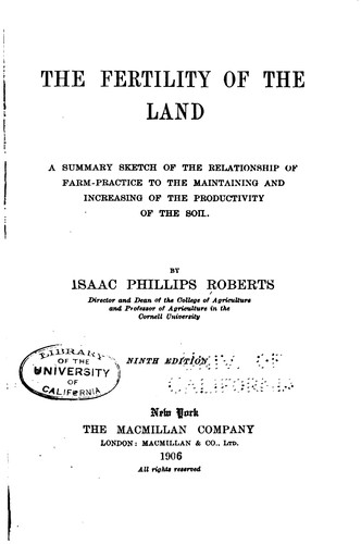 Cover for The Fertility of the Land: A Summary Sketch of the Relationship of Farm ...