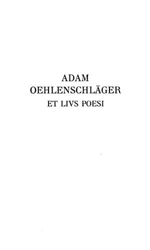 Cover for Adam Oehlenschläger: et livs poesi ...