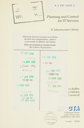 Cover for Planning and Control for It Services It Infrastructure Library Series (IT Infrastructure Library)