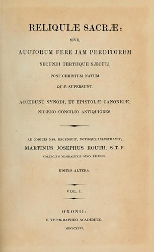 Cover for Reliquiae sacrae