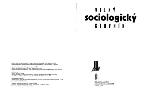 Cover for Velký sociologický slovník