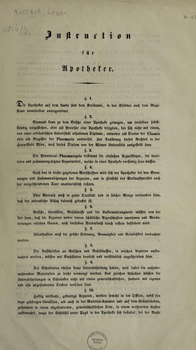 Cover for Instruction für Apotheker
