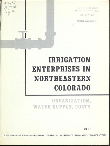 Cover for Irrigation enterprises in northeastern Colorado