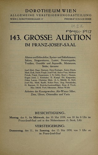 Cover for 143. Grosse Auktion im Franz-Josef-Saal