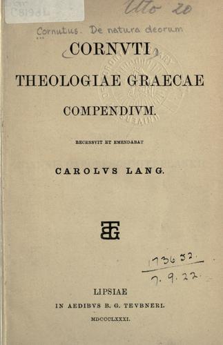 Cover for Cornuti Theologiae graecae compendium