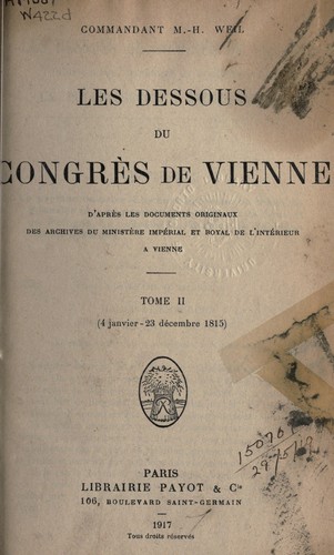 Cover for Les dessous du Congrès de Vienne