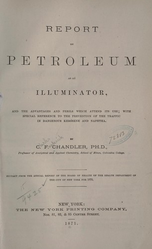 Cover for Report on petroleum as an illuminator