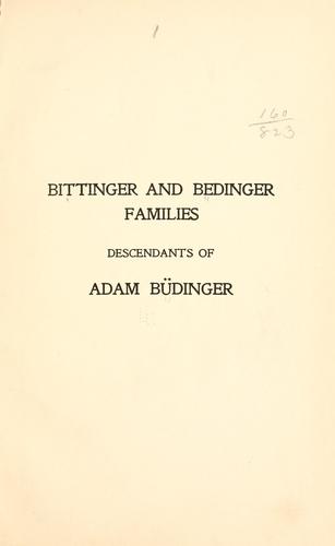Cover for Bittinger and Bedinger families