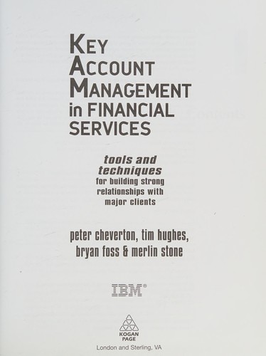 Cover for Key account management in financial services