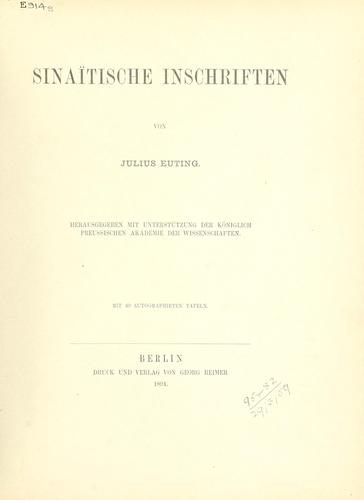 Cover for Sinaïtische Inschriften.